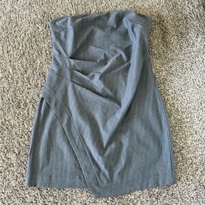 Wild Fable Pinstripe Gray Strapless Mini Dress